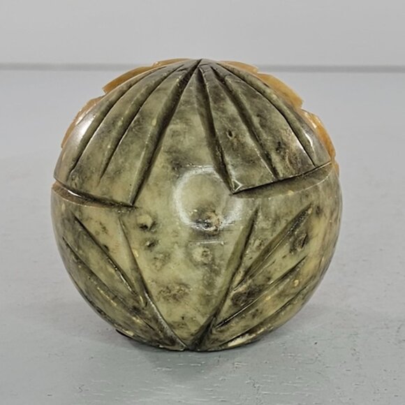 Vintage Italian Alabaster Carved Owl Figurine Stone Sculpture Italy Round Bird - Picture 5 of 7